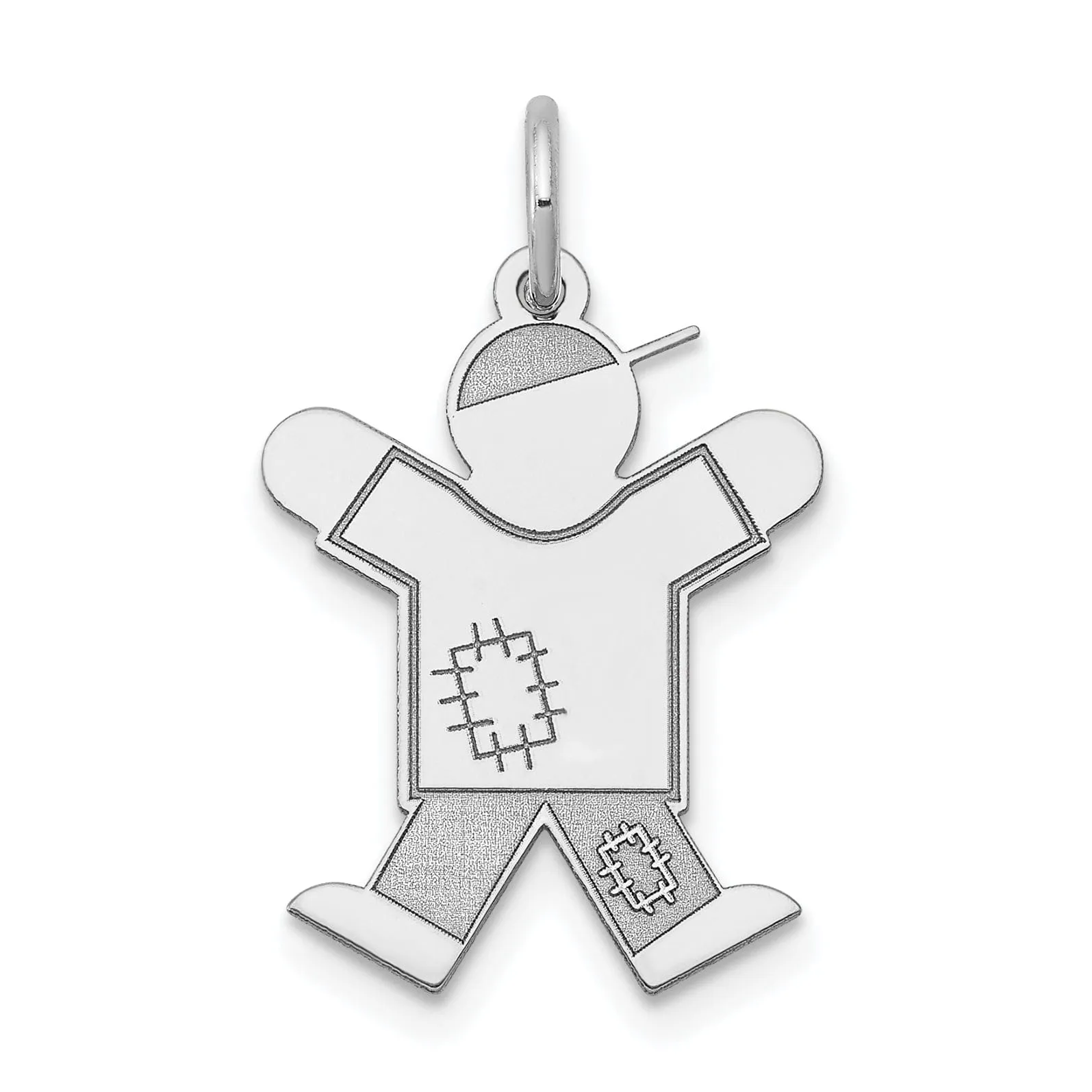 14k White Gold Patchwork Boy Joy Charm