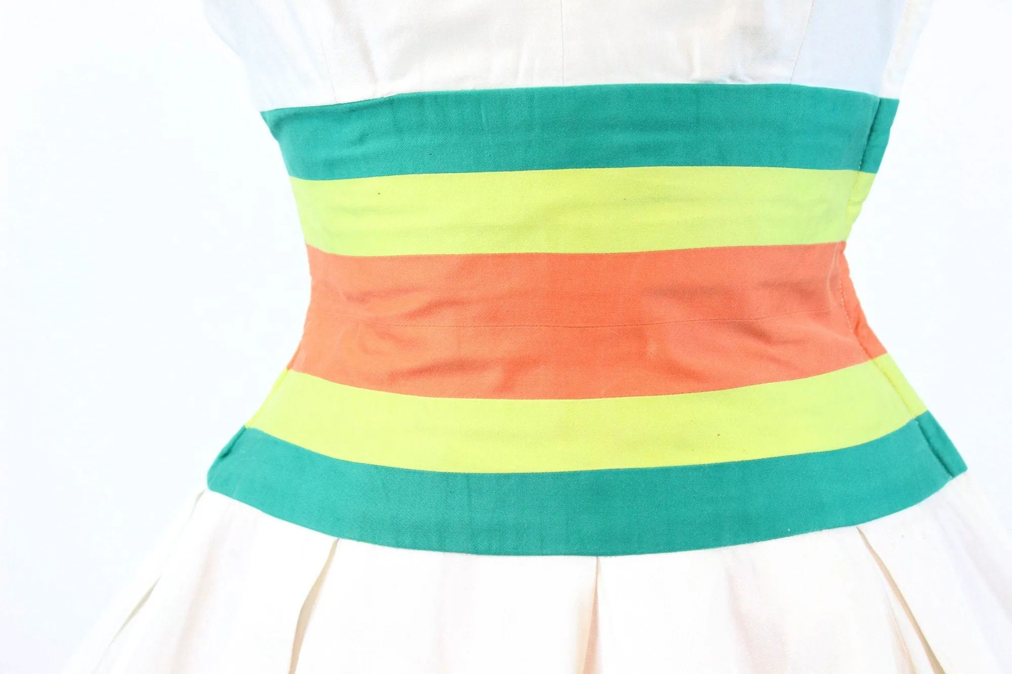 1950s STRIPE waistband COTTON dress xs | new spring