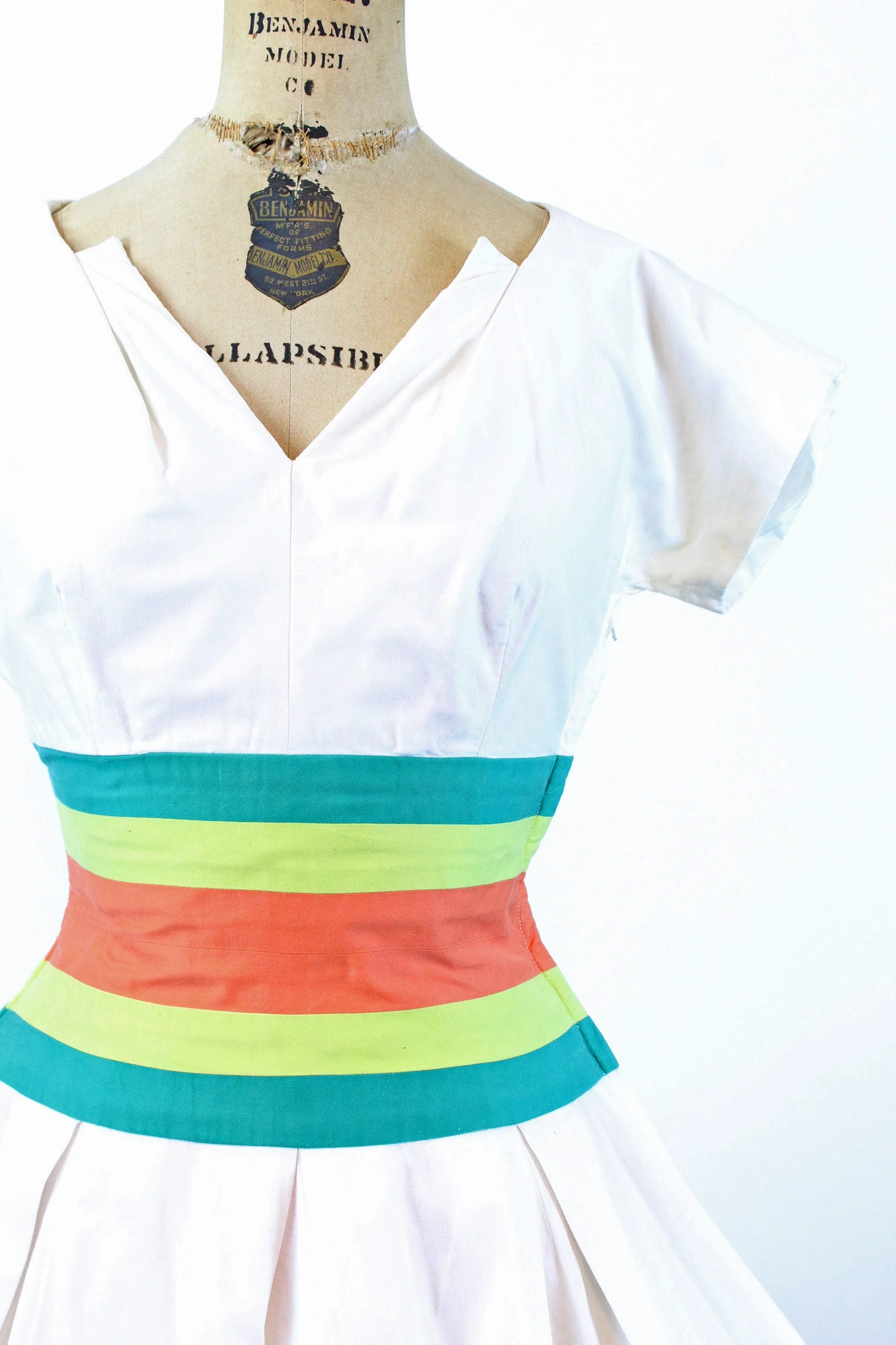 1950s STRIPE waistband COTTON dress xs | new spring