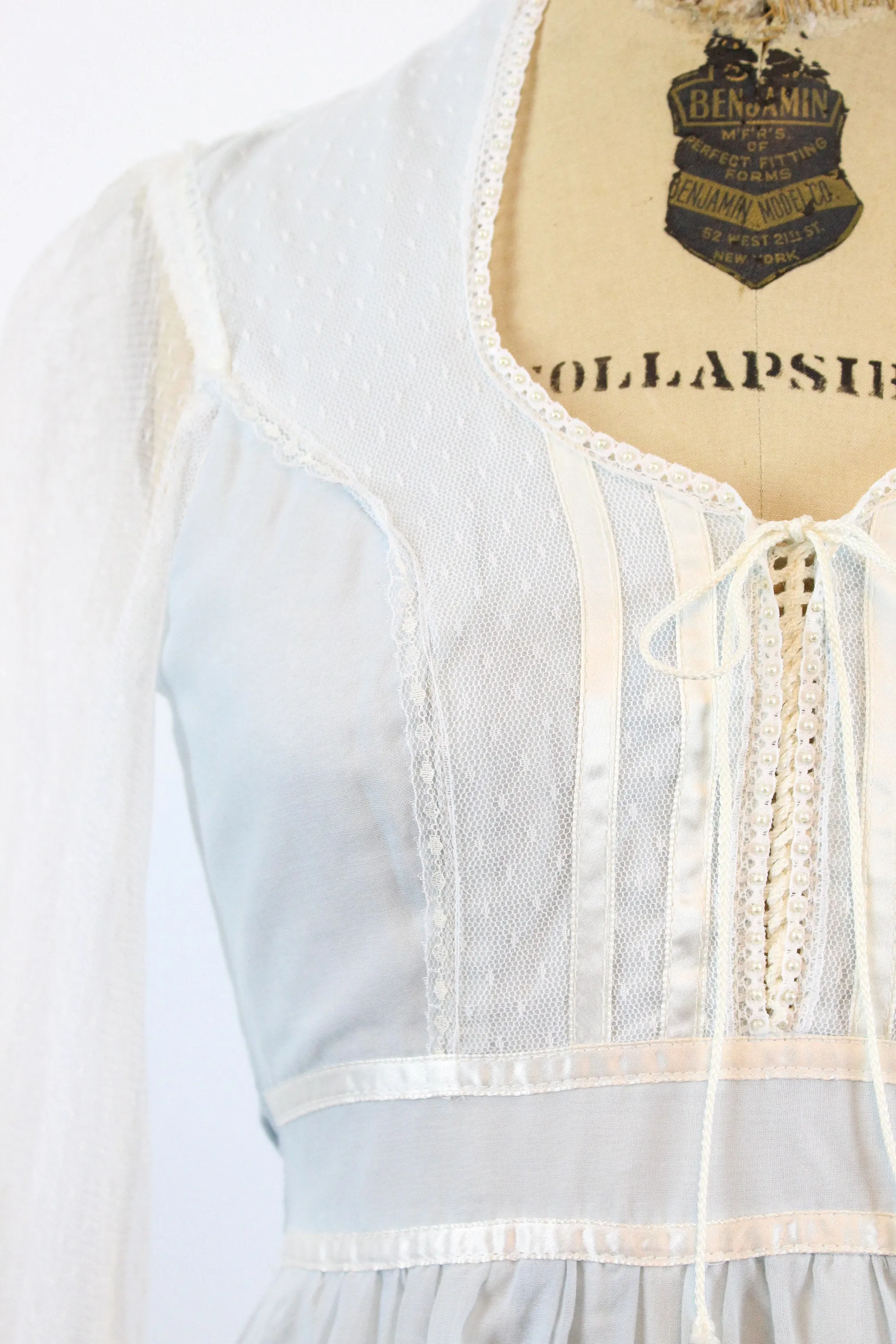 1970s Gunne Sax CORSET blue maxi dress xxs | new spring