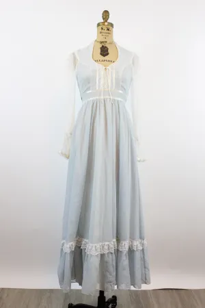 1970s Gunne Sax CORSET blue maxi dress xxs | new spring