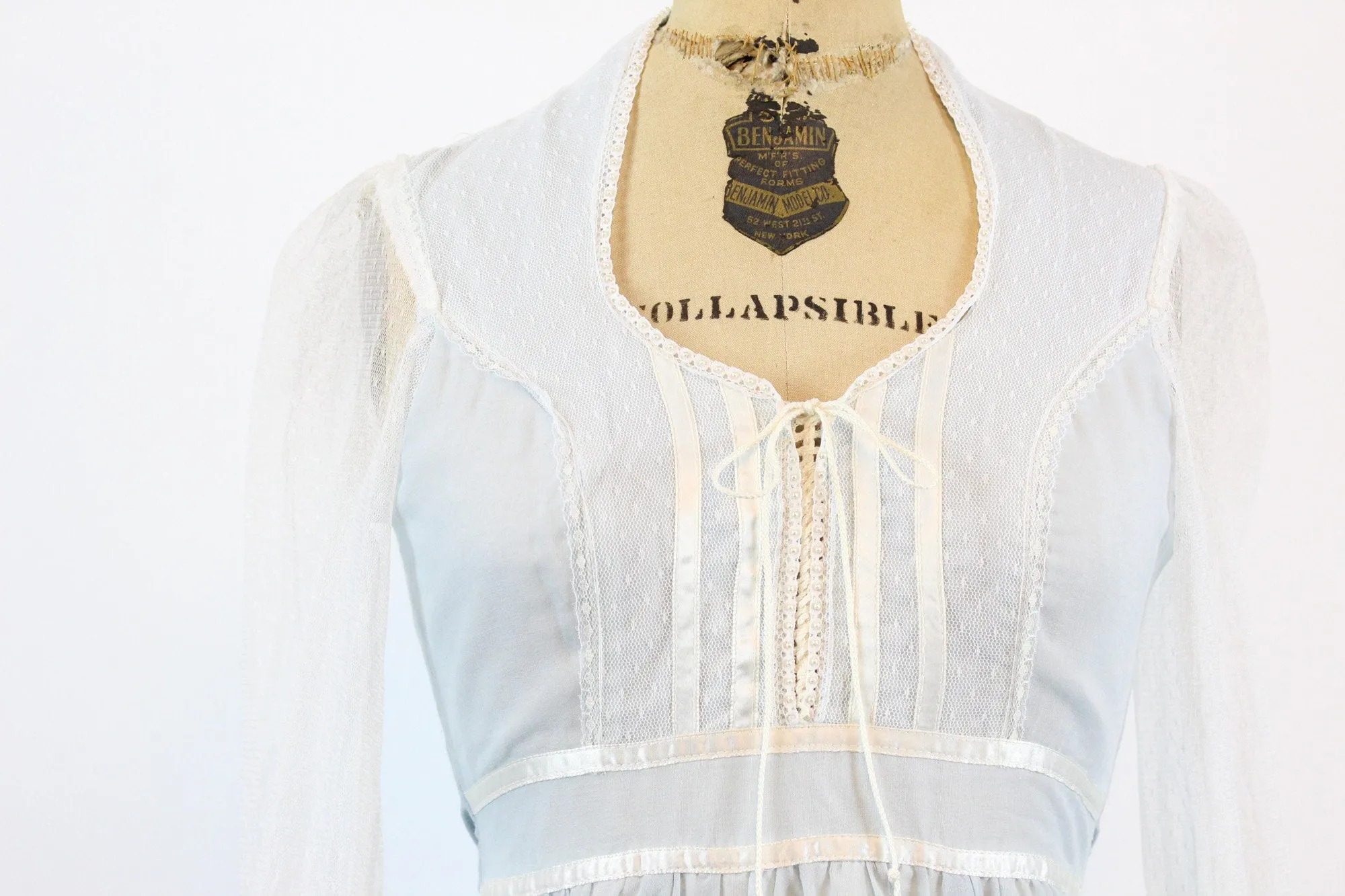 1970s Gunne Sax CORSET blue maxi dress xxs | new spring