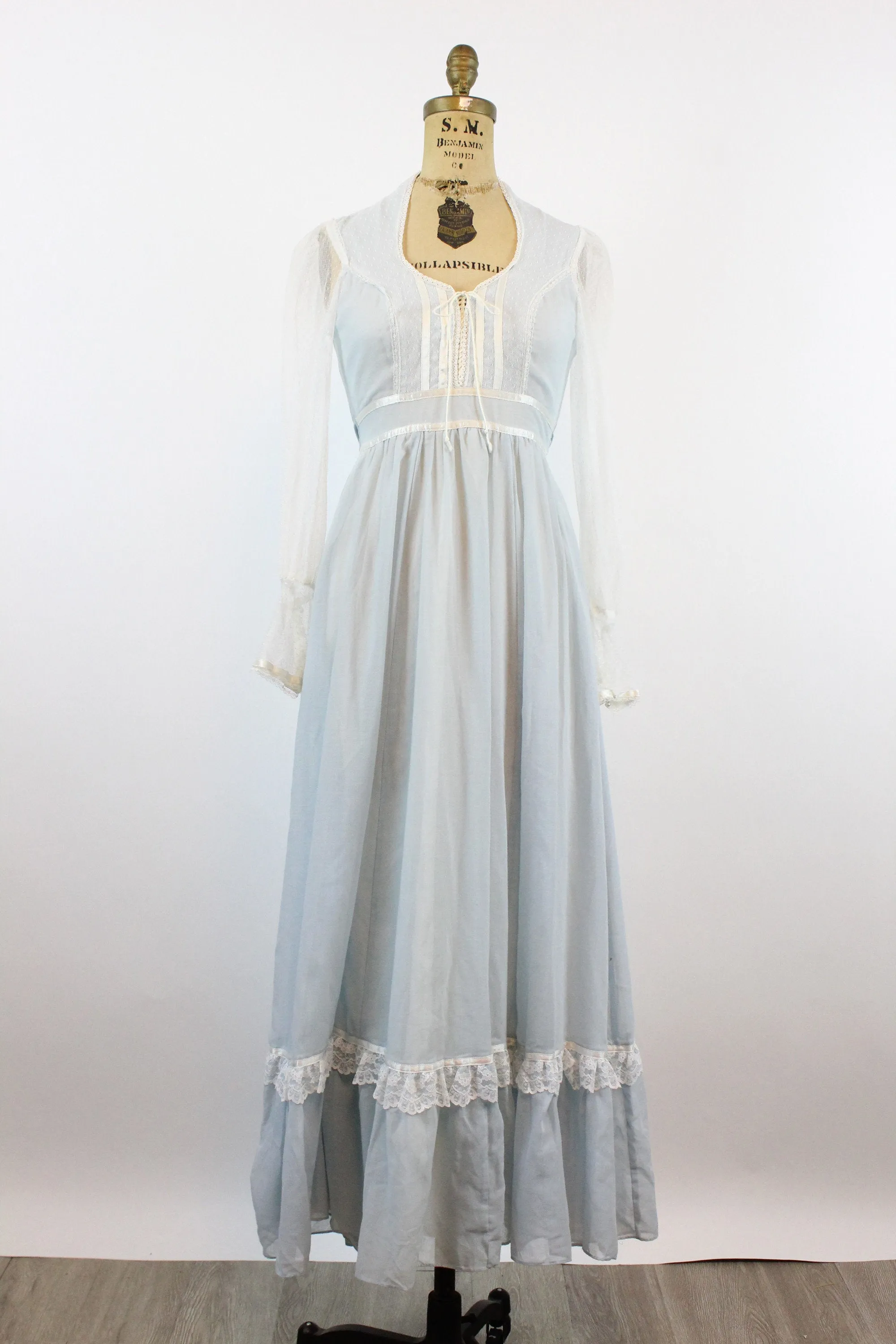 1970s Gunne Sax CORSET blue maxi dress xxs | new spring