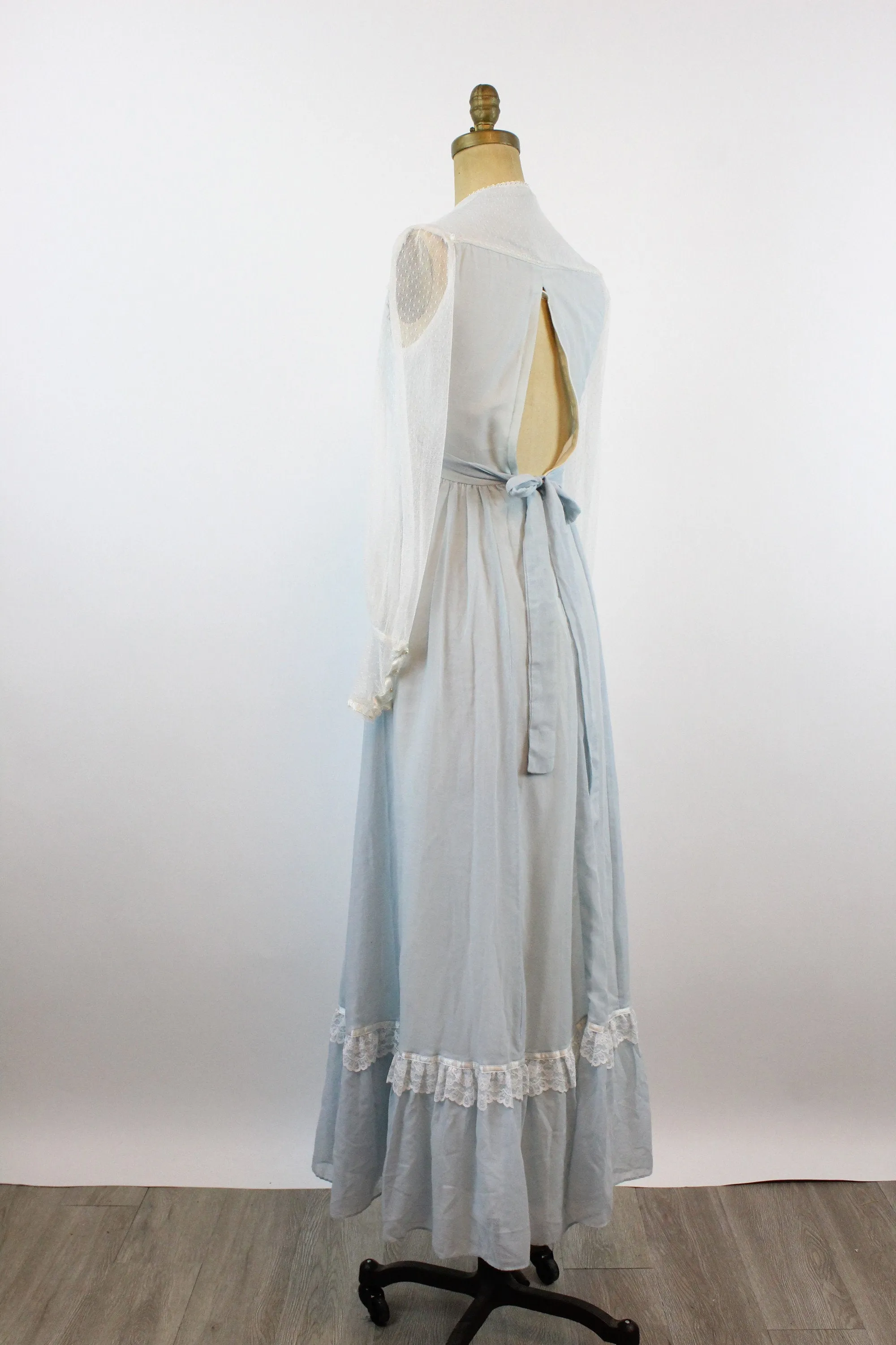 1970s Gunne Sax CORSET blue maxi dress xxs | new spring