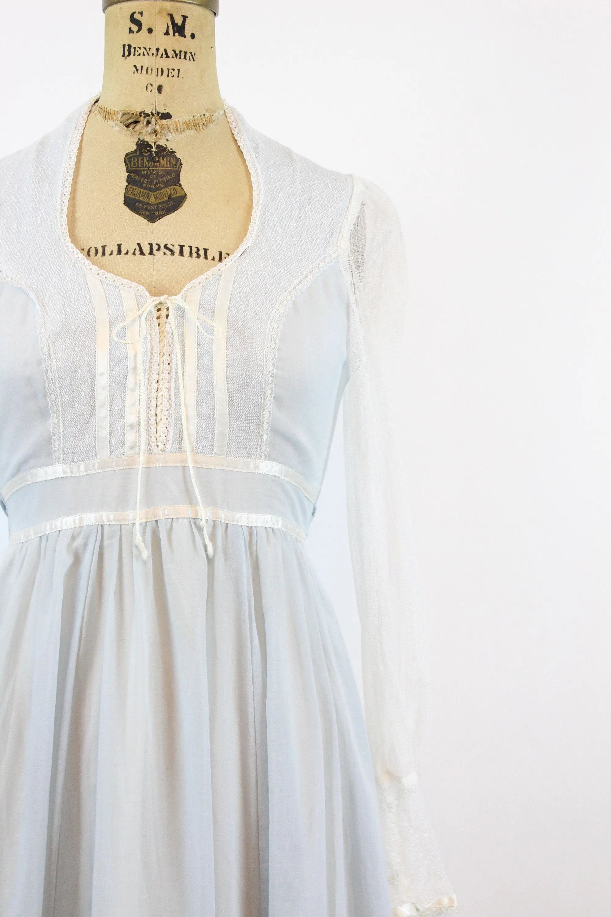 1970s Gunne Sax CORSET blue maxi dress xxs | new spring