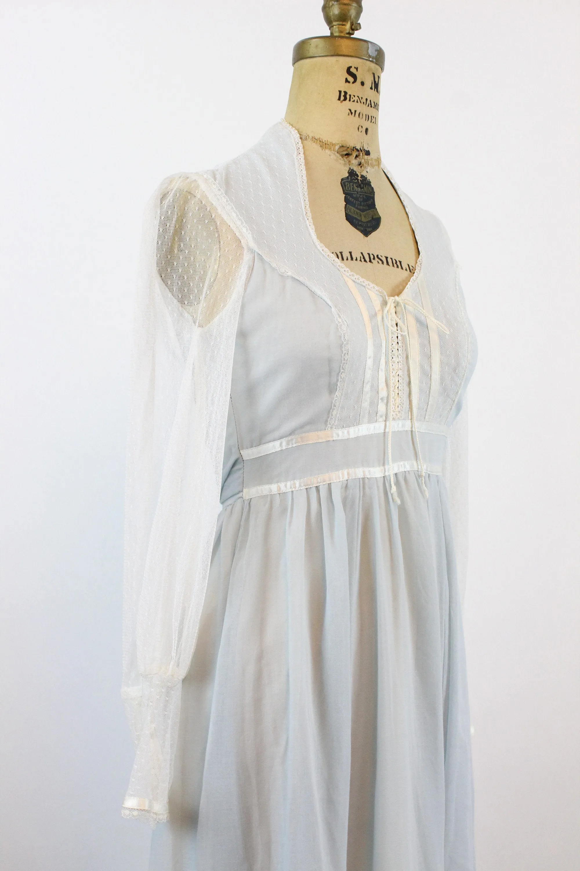 1970s Gunne Sax CORSET blue maxi dress xxs | new spring