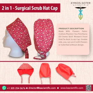 2 in 1 - Surgical Scrub Hat Cap Excellent quality, washable. Adjustable to the necessary size.