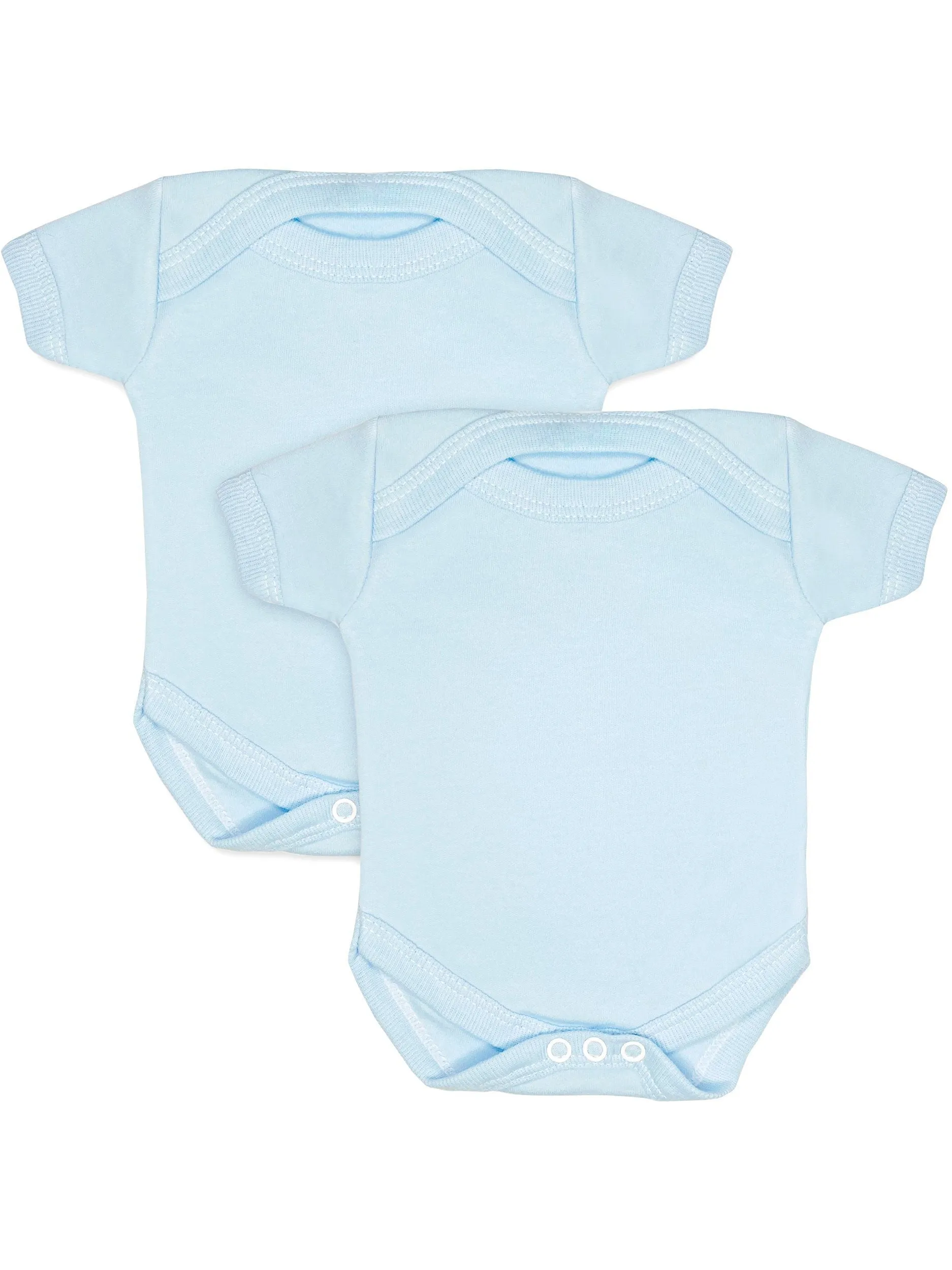 2 Pack - 100% Cotton Blue Short Sleeved Bodysuits