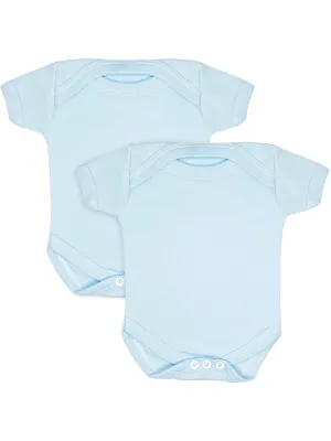 2 Pack - 100% Cotton Blue Short Sleeved Bodysuits