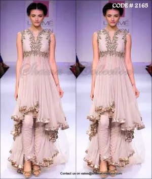 2165 Designer hi-low anarkali in blush Outfit Sets