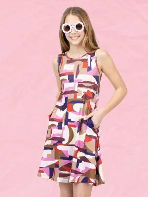 24sevenkid Patchwork Print Sleeveless Pockets Dress