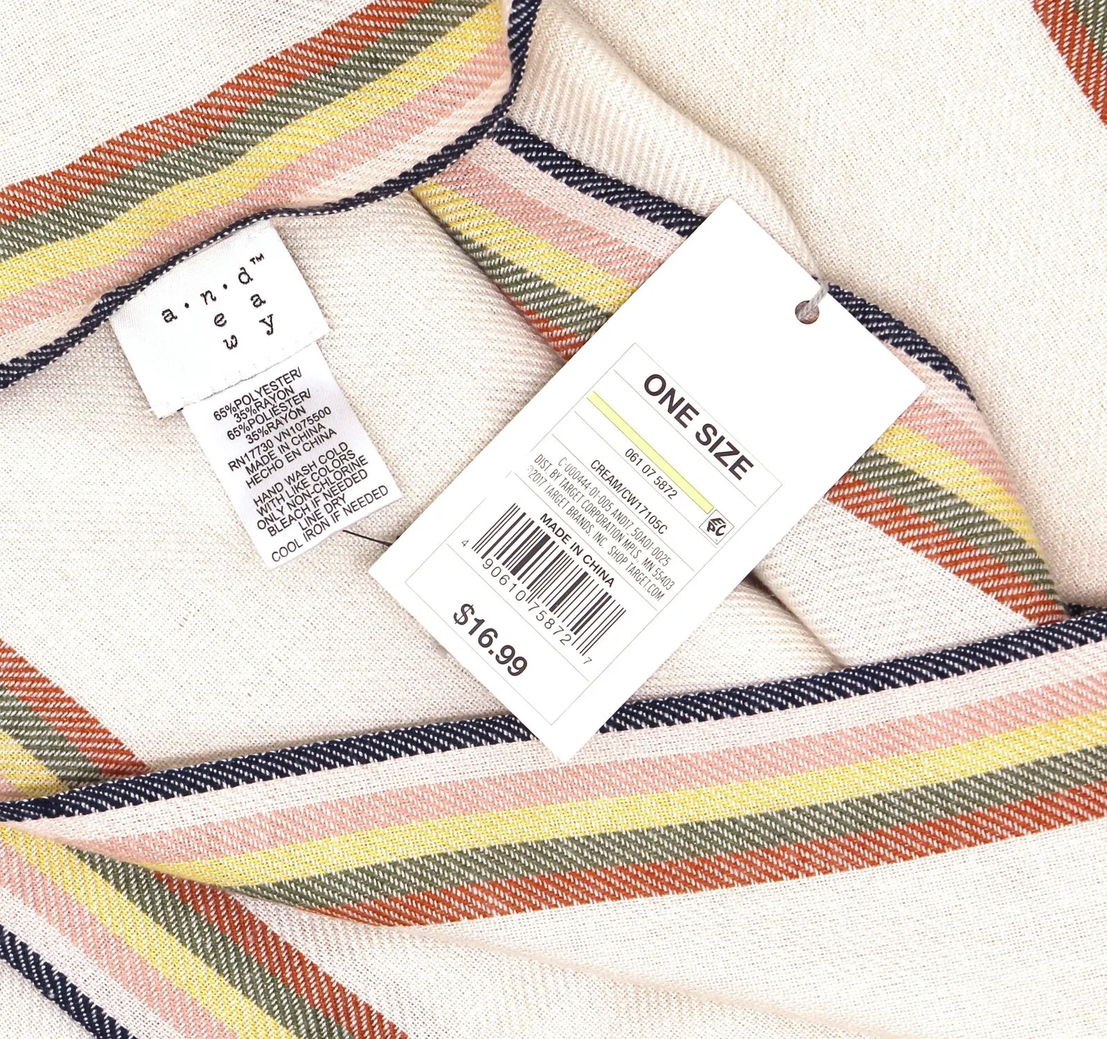 A New Day Women's Natural Striped Fringe Fashion Scarf