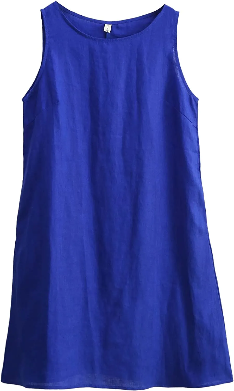 Amazhiyu Women's Linen Sleeveless Shift Dress with Pockets