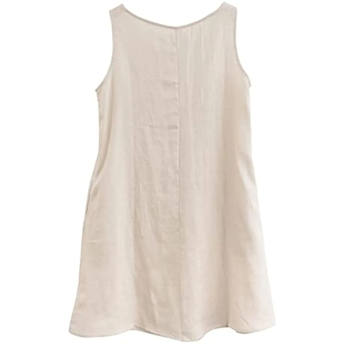 Amazhiyu Women's Linen Sleeveless Shift Dress with Pockets