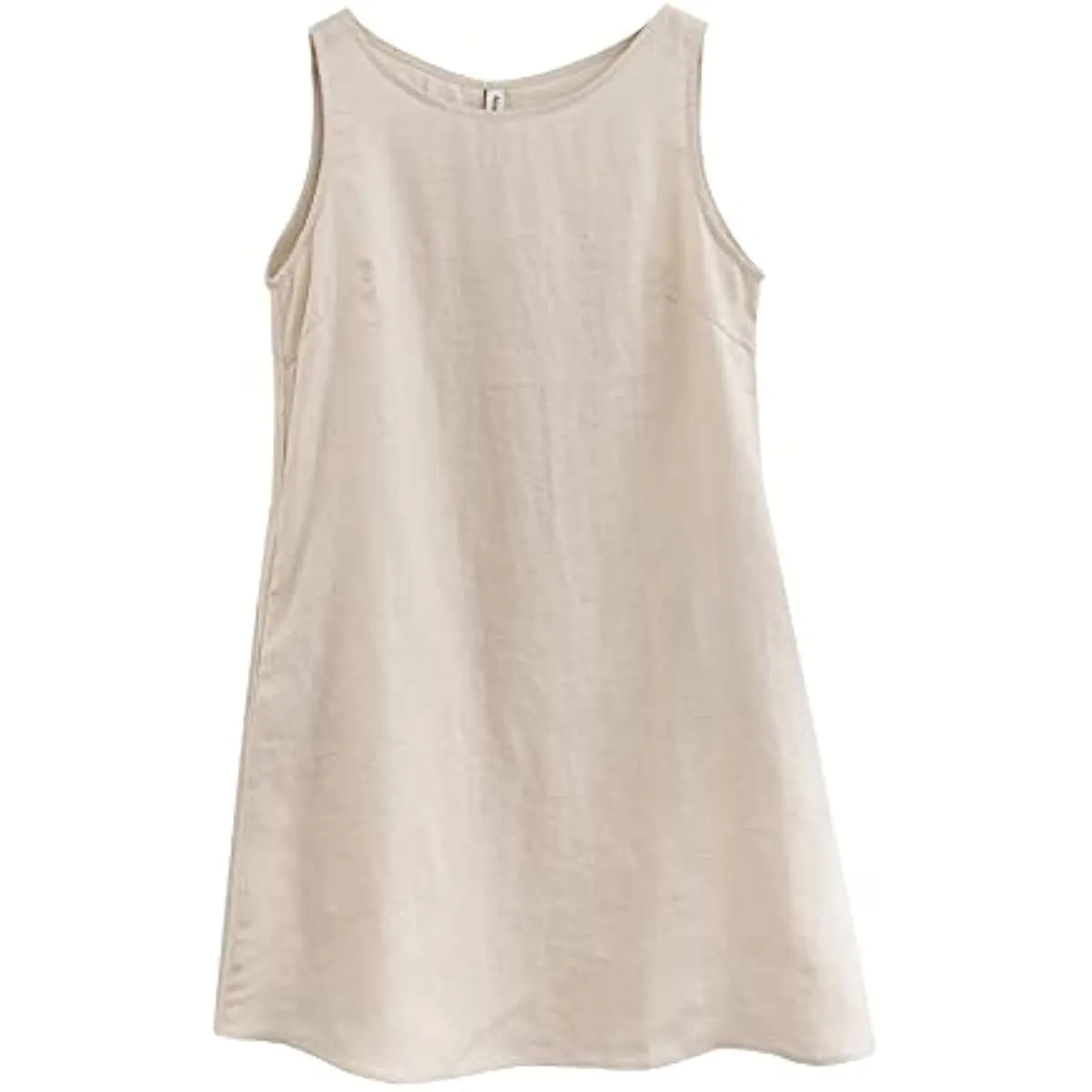 Amazhiyu Women's Linen Sleeveless Shift Dress with Pockets