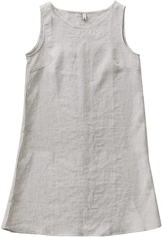 Amazhiyu Women's Linen Sleeveless Shift Dress with Pockets