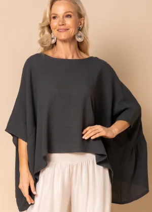 Anika Linen Top in Granite