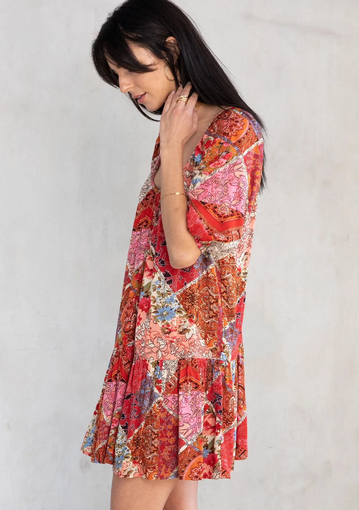 Bethel Patchwork Mini Dress