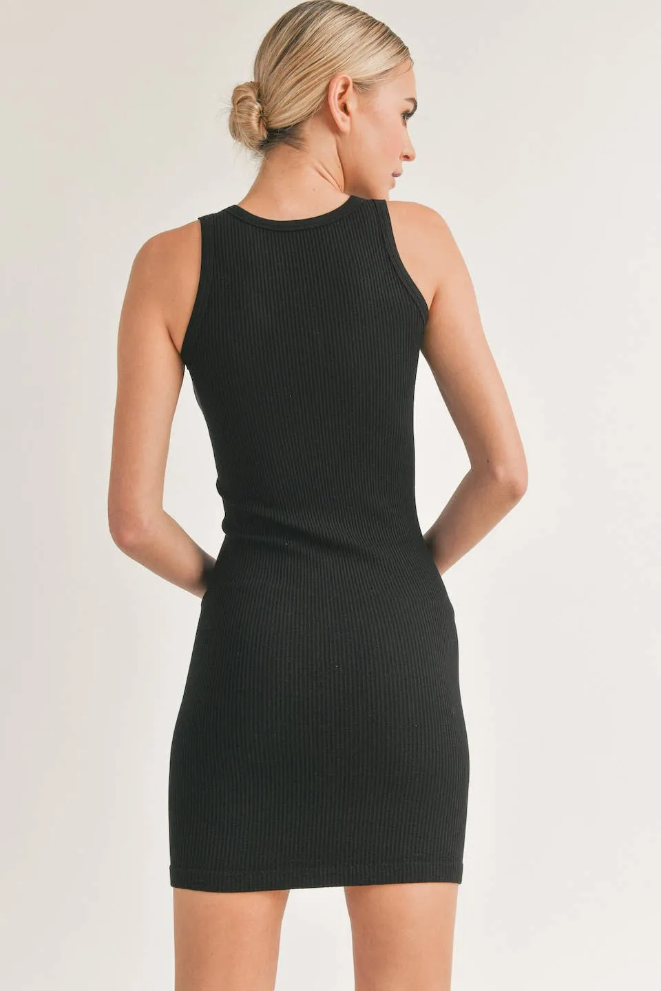 Black Essential Ribbed Seamless Mini Dress