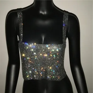 Bling Rhinestones Party Crop Top Fashion