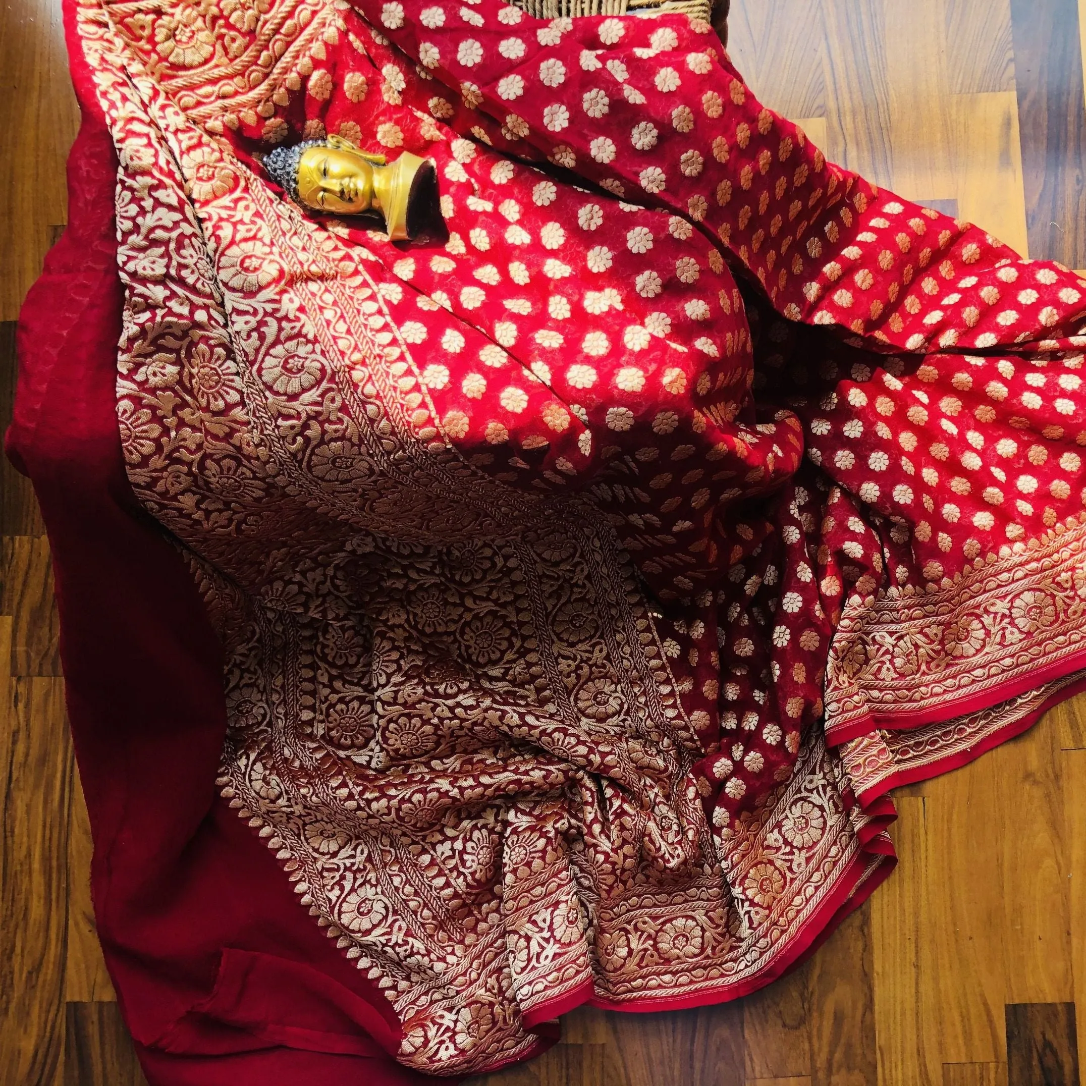 Bride inspired Red Banarasi Georgette Occasion Saree