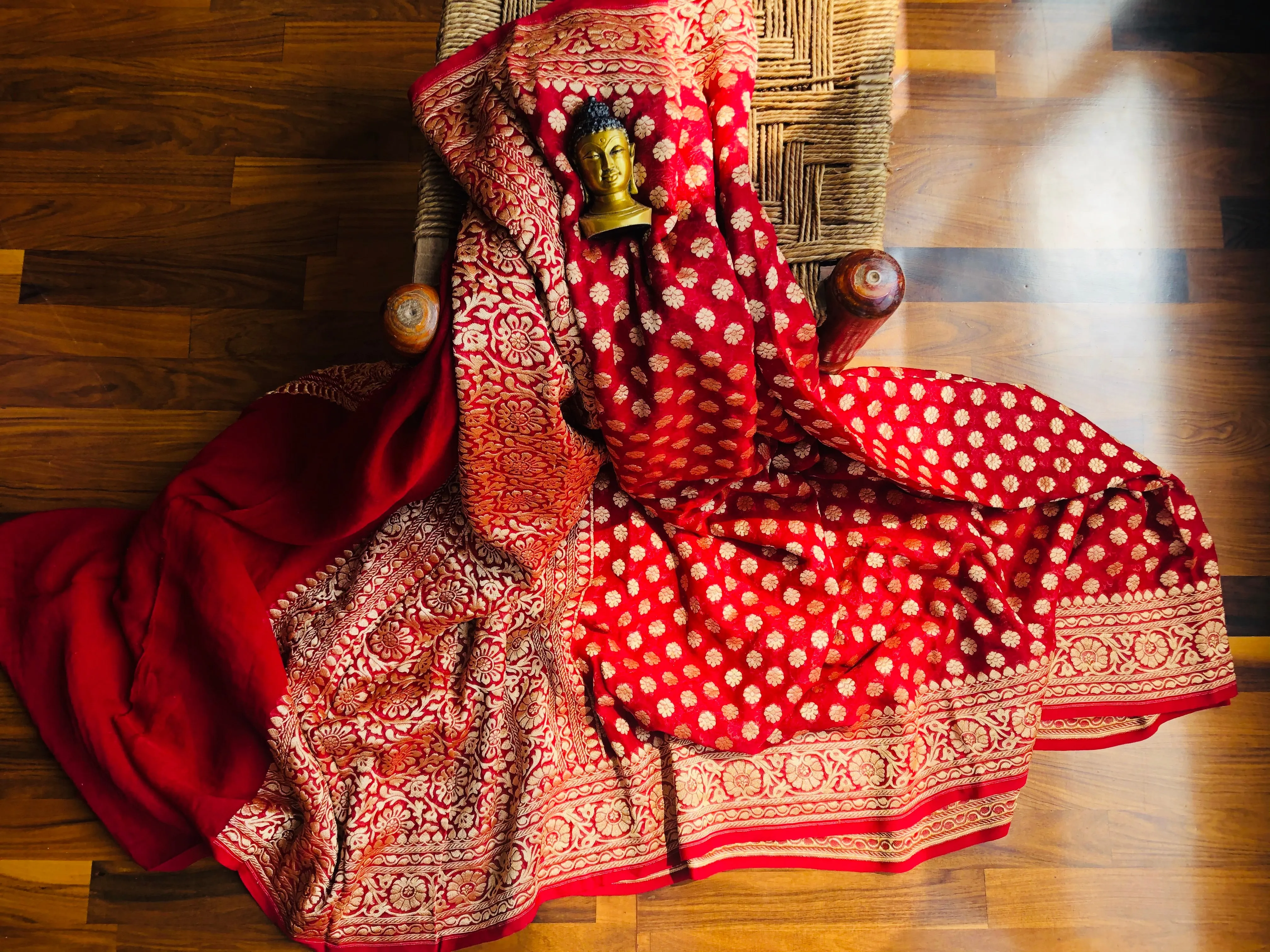 Bride inspired Red Banarasi Georgette Occasion Saree