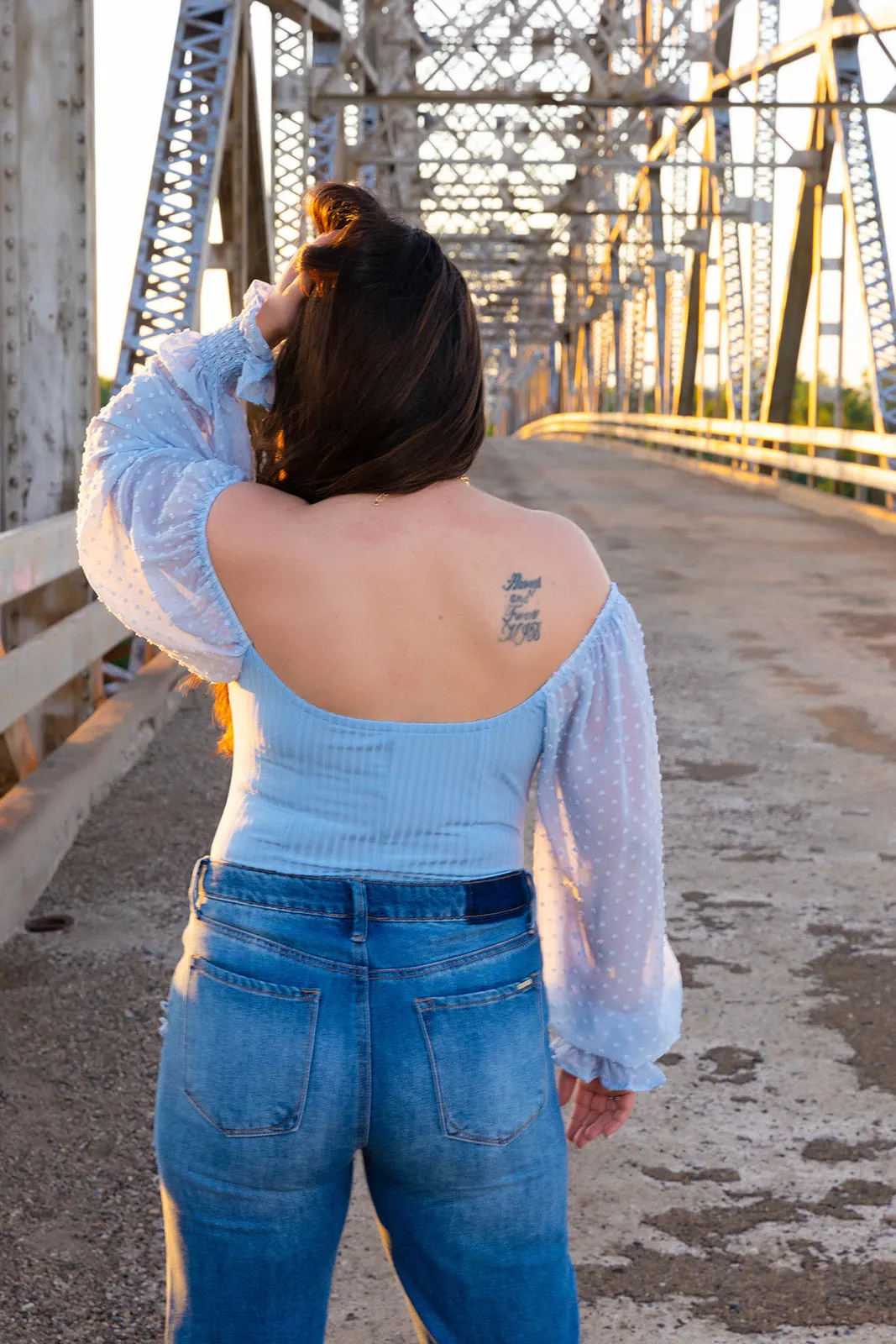 Bridgette Sky Blue Long Sleeve Bodysuit