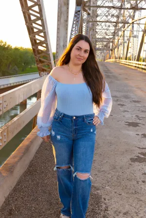 Bridgette Sky Blue Long Sleeve Bodysuit