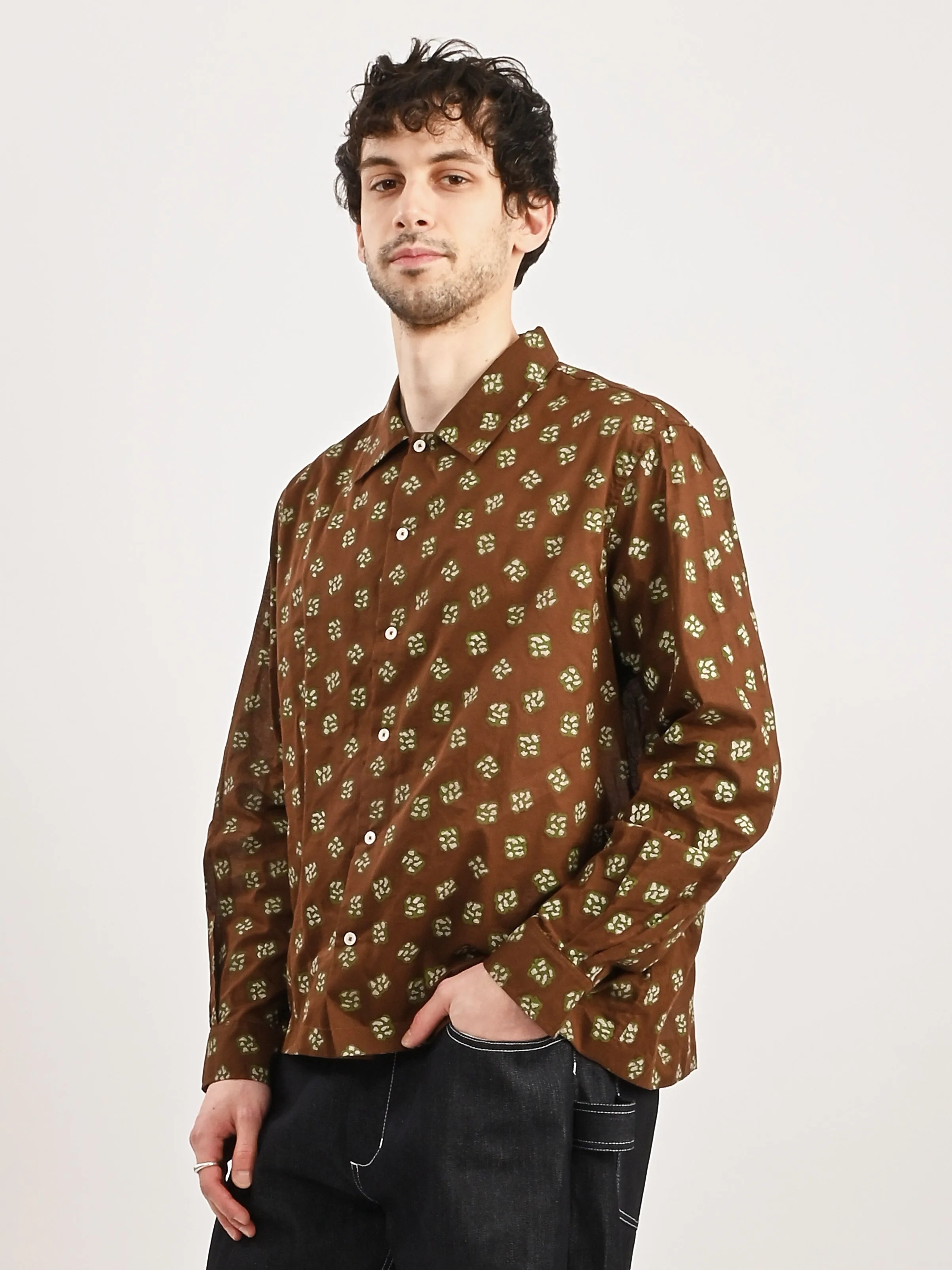 Brown/Multi Hop Tree L/S Shirt