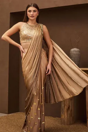 CARAMEL CROWN PRE-STITCHED SAREE