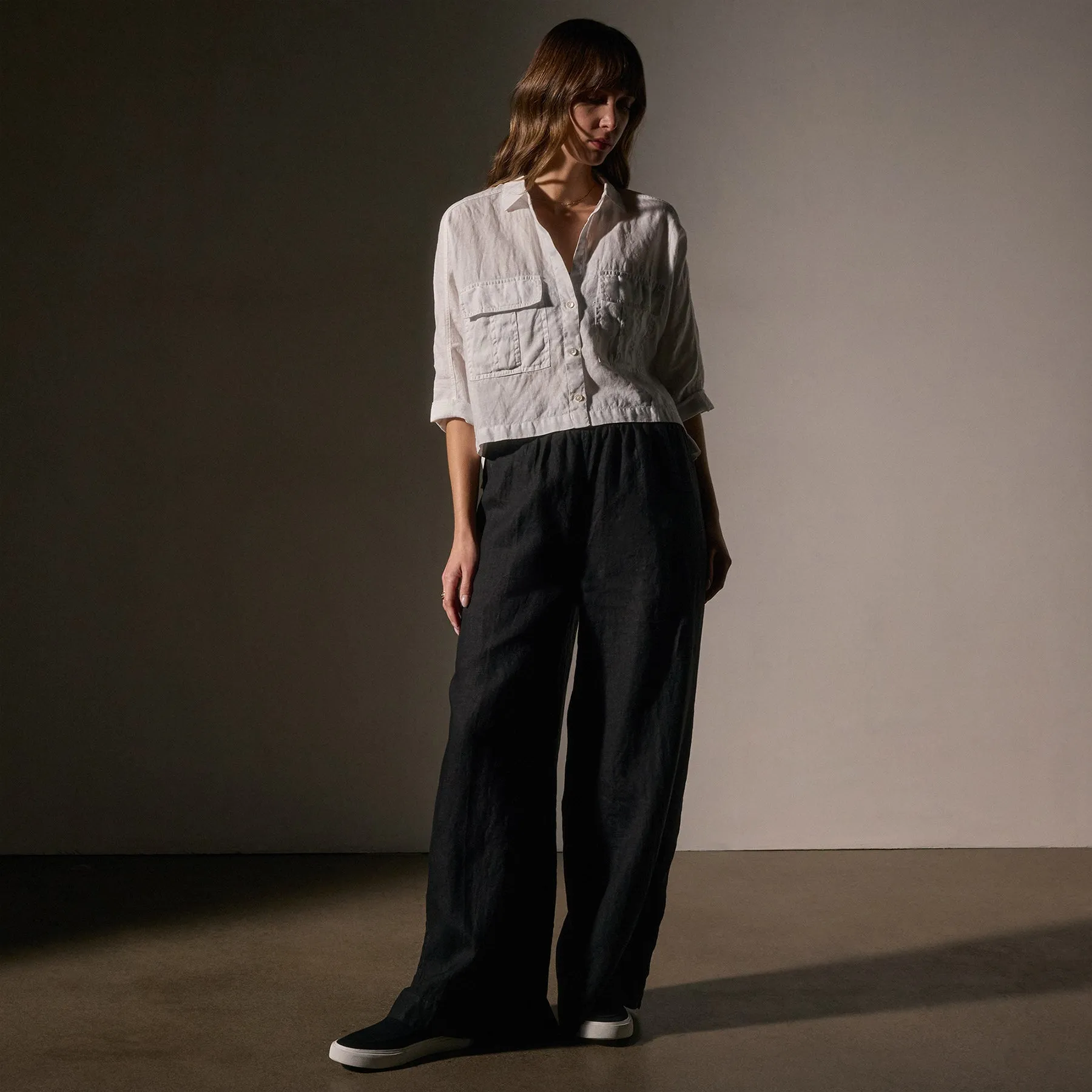 Cargo Pocket Cropped Shirt - White