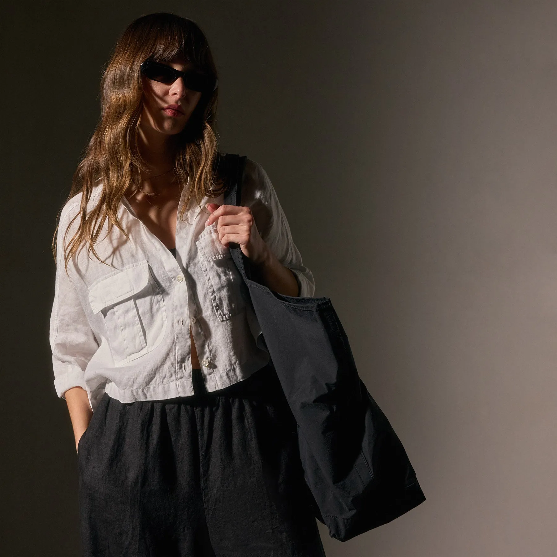 Cargo Pocket Cropped Shirt - White