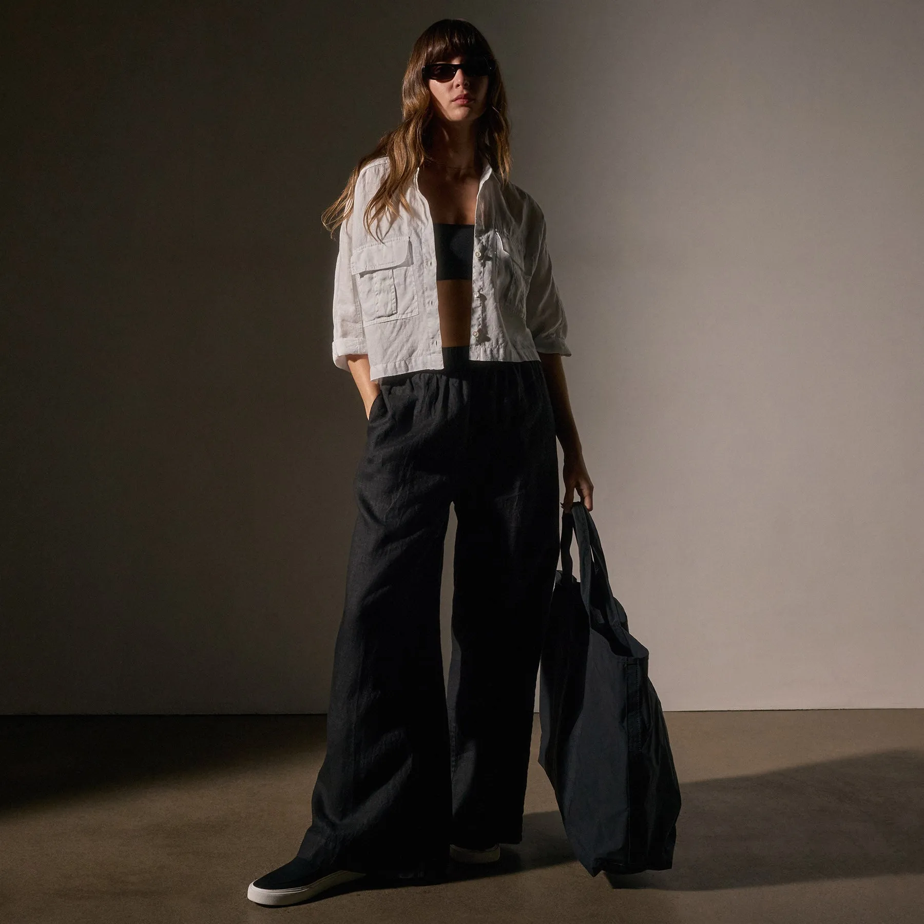 Cargo Pocket Cropped Shirt - White