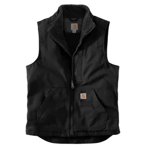 Carhartt Men's Loose Fit Washed Duck Sherpa-Lined Mock Neck Vest