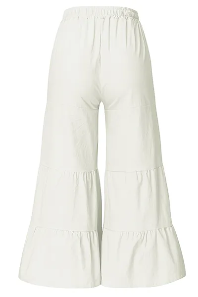 Casual Solid Patchwork Frenulum Loose Wide Leg Patchwork Bottoms(4 Colors)