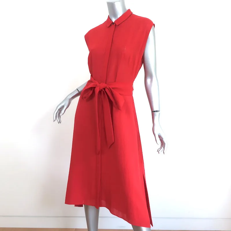 Cefinn Handkerchief Hem Shirtdress Thea Red Voile Size 6 Sleeveless Midi Dress