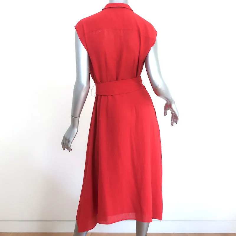 Cefinn Handkerchief Hem Shirtdress Thea Red Voile Size 6 Sleeveless Midi Dress
