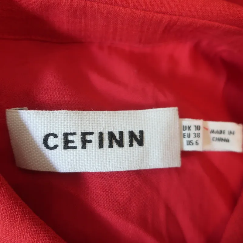 Cefinn Handkerchief Hem Shirtdress Thea Red Voile Size 6 Sleeveless Midi Dress