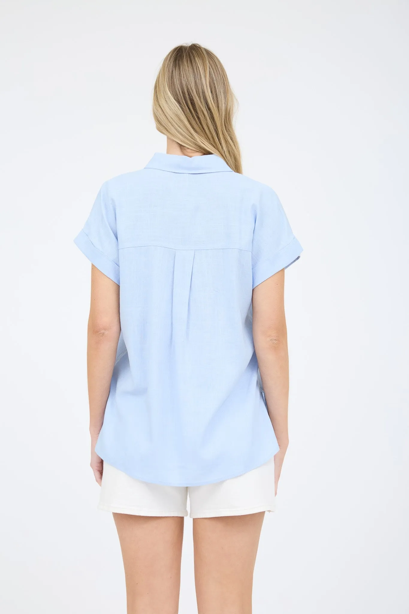COLLARED BUTTON DOWN SHORT ROLL SLEEVE S