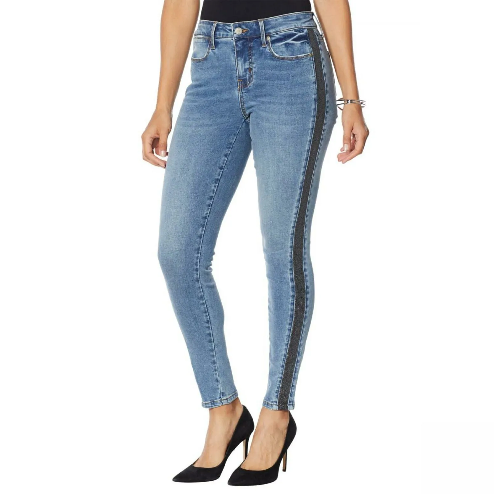 Colleen Lopez Women's Stretch Denim Side Stripe Skinny Jeans