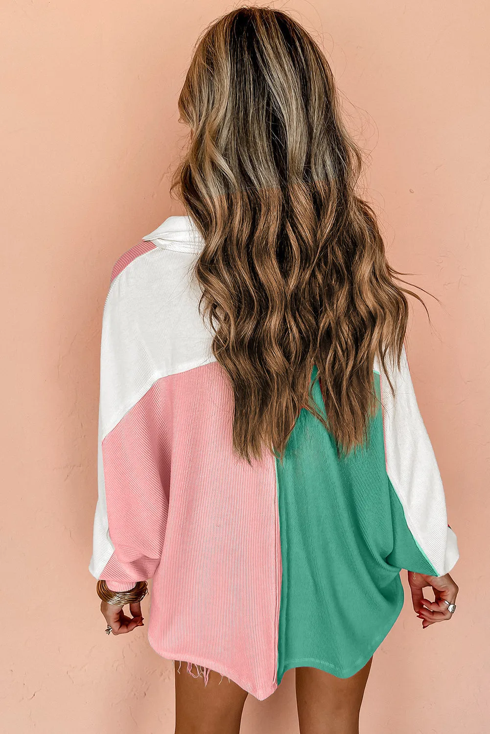 Colorblock Ribbed Oversized Sweatshirt