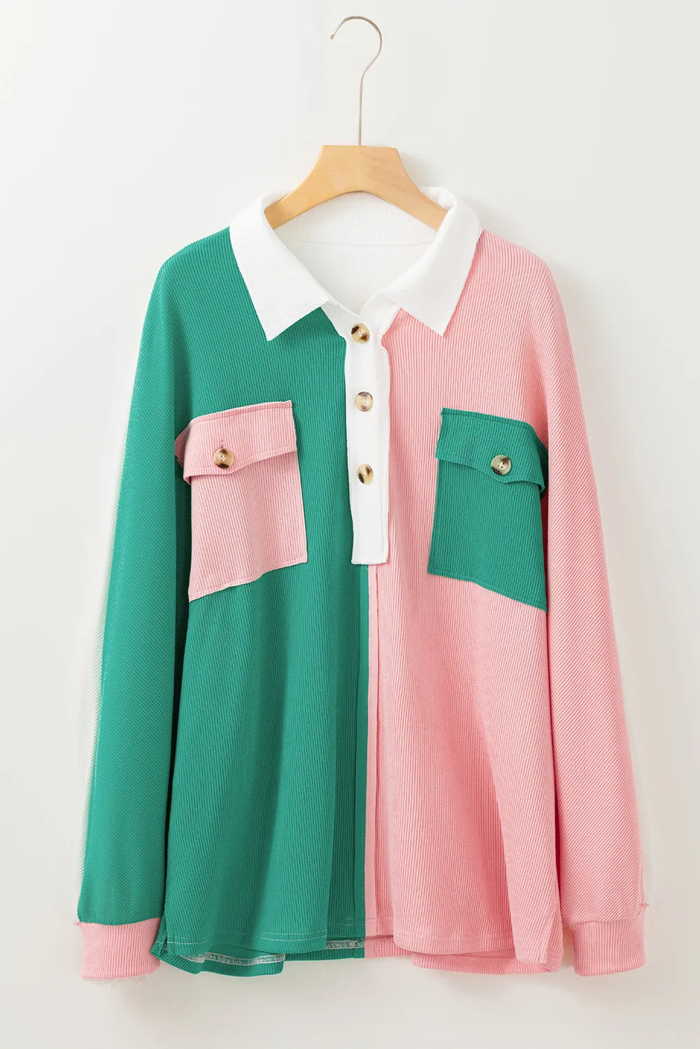 Colorblock Ribbed Oversized Sweatshirt