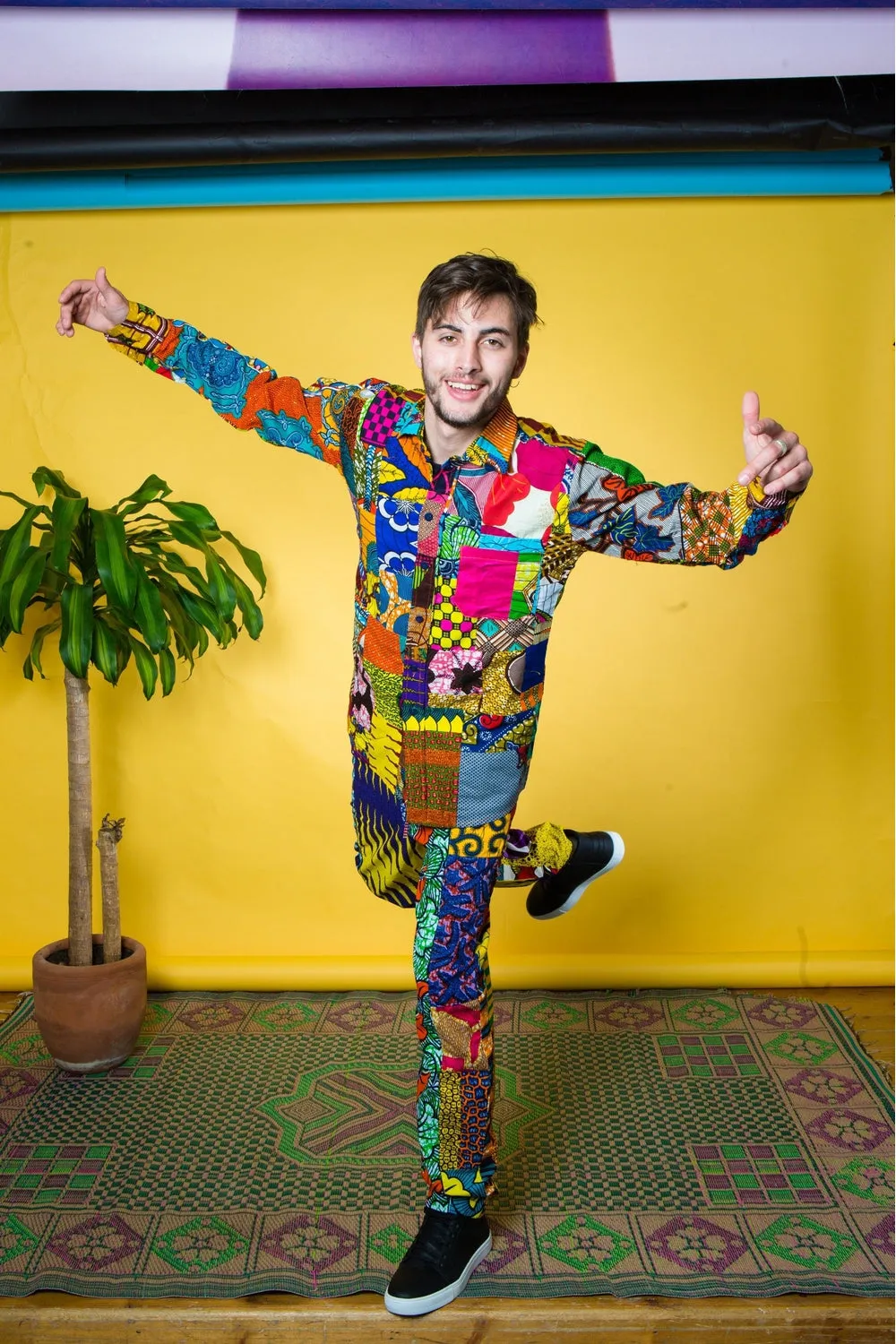 Colour me Crazy Patchwork African Print Long-Sleeve Shirt