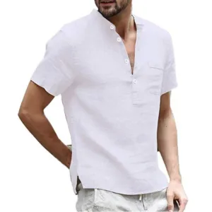 ContiNent 33 Summer New Men's Short-Sleeved T-shirt Cotton and Linen Led Casual Men's T-shirt Shirt Male  Breathable S-3XL