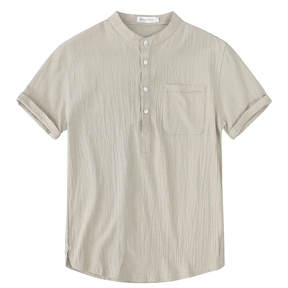 ContiNent 33 Summer New Men's Short-Sleeved T-shirt Cotton and Linen Led Casual Men's T-shirt Shirt Male  Breathable S-3XL