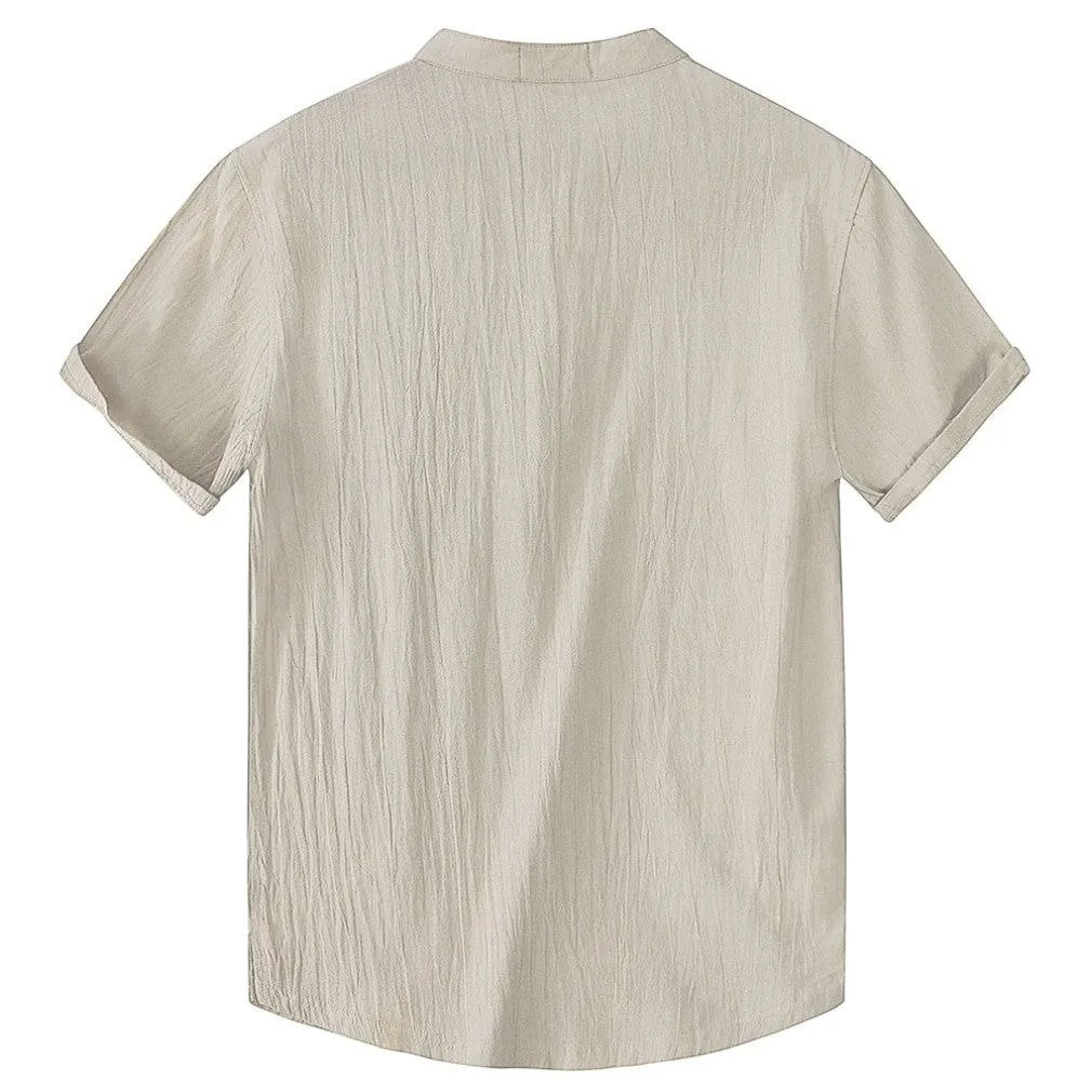 ContiNent 33 Summer New Men's Short-Sleeved T-shirt Cotton and Linen Led Casual Men's T-shirt Shirt Male  Breathable S-3XL