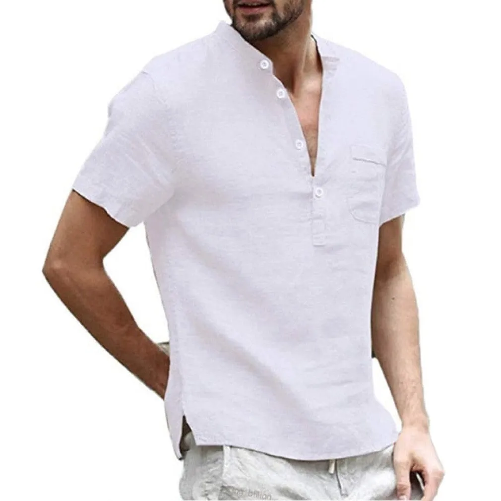 ContiNent 33 Summer New Men's Short-Sleeved T-shirt Cotton and Linen Led Casual Men's T-shirt Shirt Male  Breathable S-3XL