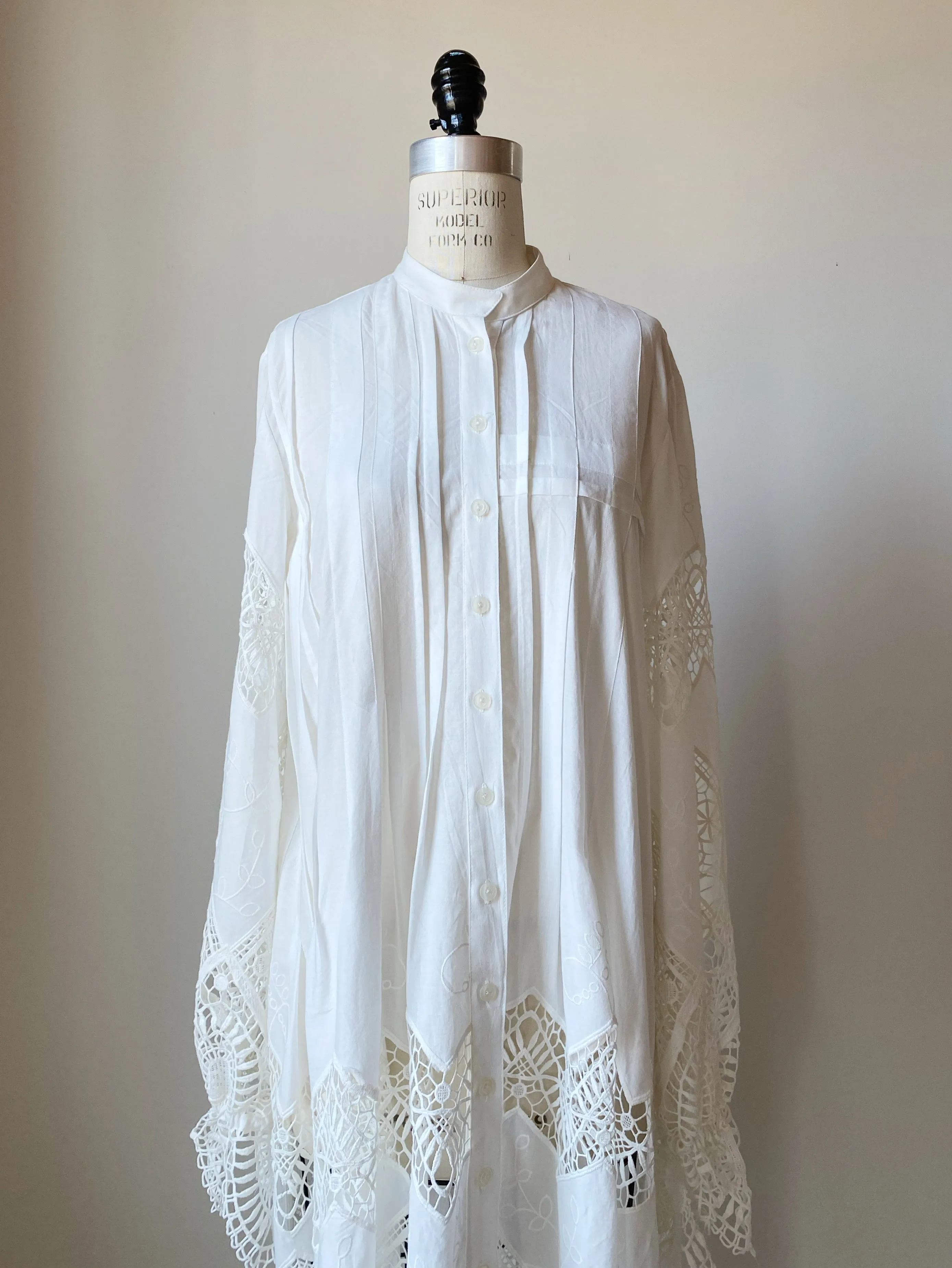 cotton voile lace shirt dress