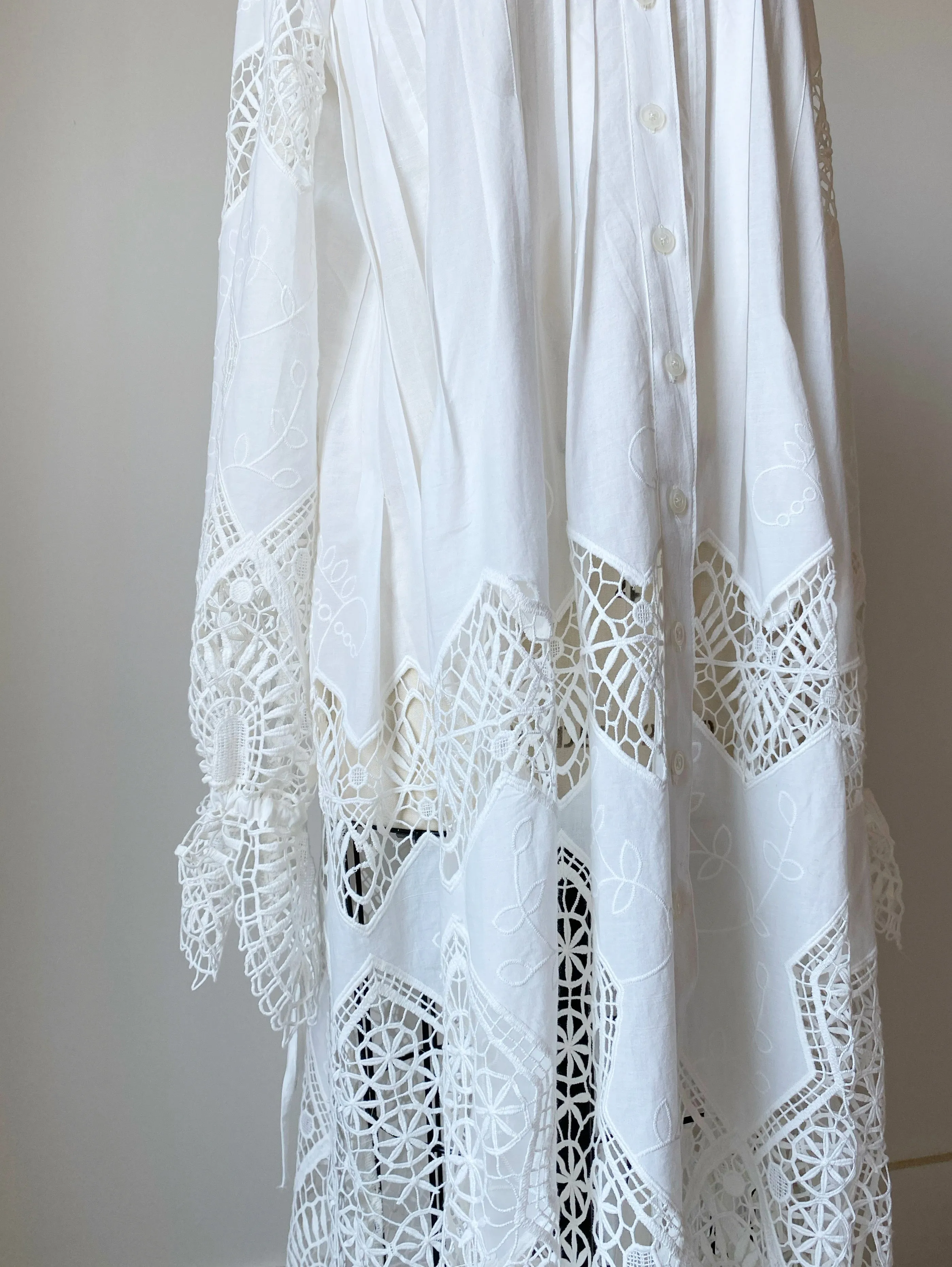 cotton voile lace shirt dress
