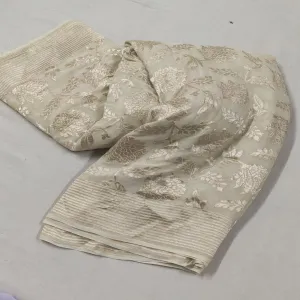 Cream Floral Jaal Banarasi Khaddi Saree